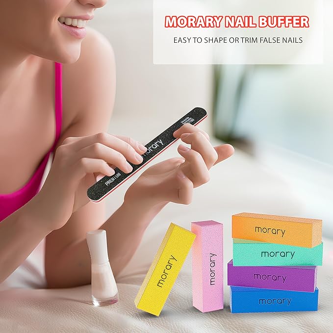 Nail Files and Buffers 12Pcs Professional Manicure Tools Kit, 6 Pcs Black Double Sided 100/180 Grit Nail Files & 6 Pcs Rectangular Nail Buffer Block Mulit Color