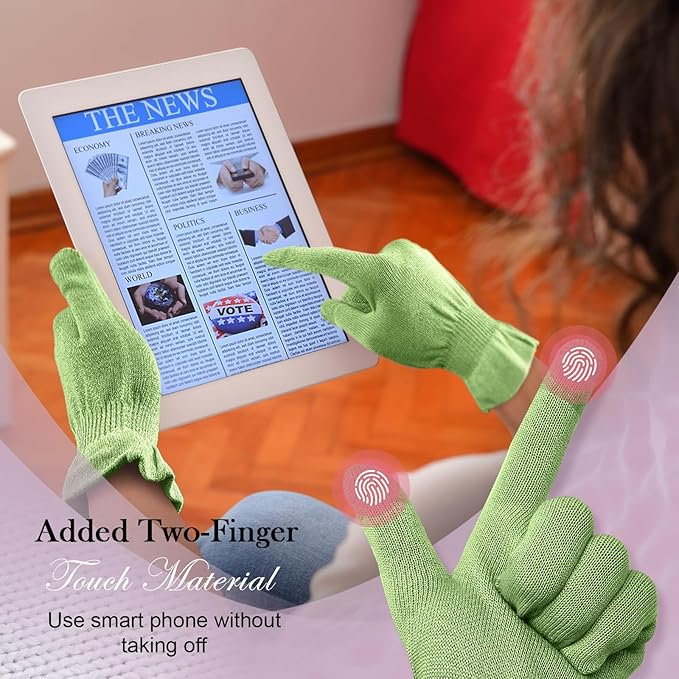 MIG4U Moisturizing Beauty Gloves Touchscreen Overnight Sleeping Glove for Women Dry Hands, Nighttime Lotion, Eczema, SPA, Cosmetic Treatment, Apple Green 1 Pairs Size s/m