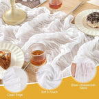 12 Pack White Cheesecloth Table Runner Boho Gauze Wedding Decor | 120 Inch - Image 5