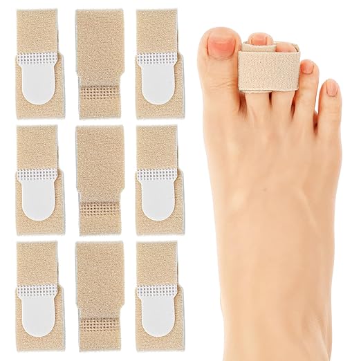 10 Pcs Hammer Toe Corrector Reusable Fabric Buddy Toe Wraps Hammertoe Straightener Fabric Hammer Toe Wraps Toe Protection Splint for Men Women Crooked Toes Curled Toes Bent Toes