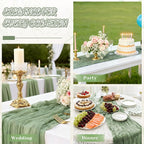 2 Pack Cheesecloth Table Runner, 120 Inch Sage Green Table Runner - Image 2
