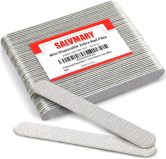 Professional Disposable Zebra Nail Files 100/180 Grit 5" Double Sided Emery Board Manicure Pedicure Tools 50Pcs