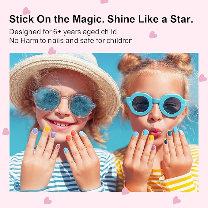 DANNI & TONI Kids Gel Nail Strips Cat Paws Pink Salon-Quality Peel & Stick Manicure for Children (Age 6+)– Safe, Long-Lasting, Easy to Apply |Paw Pals