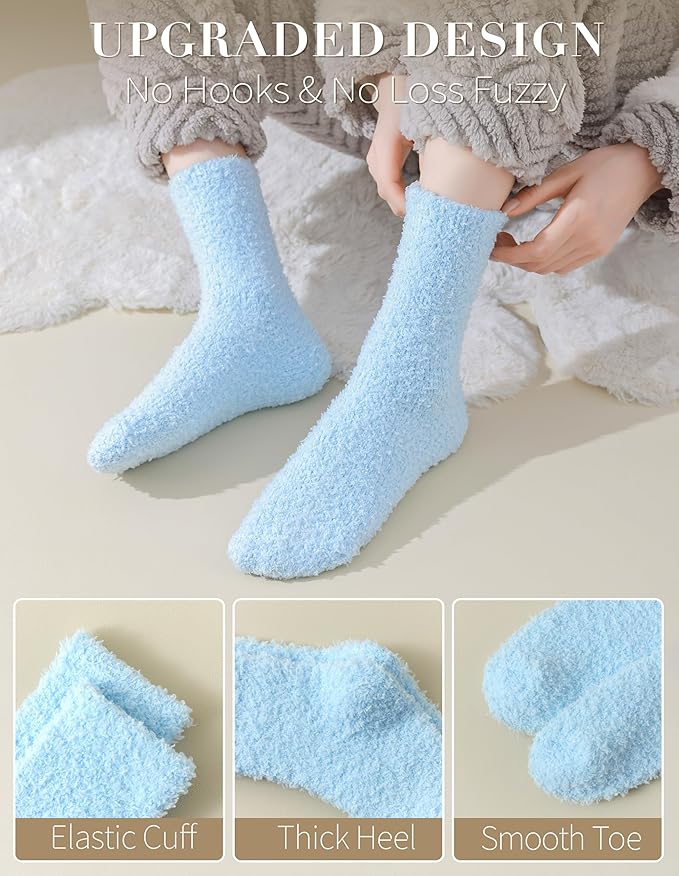 TEHOOK Warm & Cozy Gifts for Women, Stocking Stuufers, Fluffy Fuzzy Plush Sleeping Slipper Socks - Soft Warm Fabric