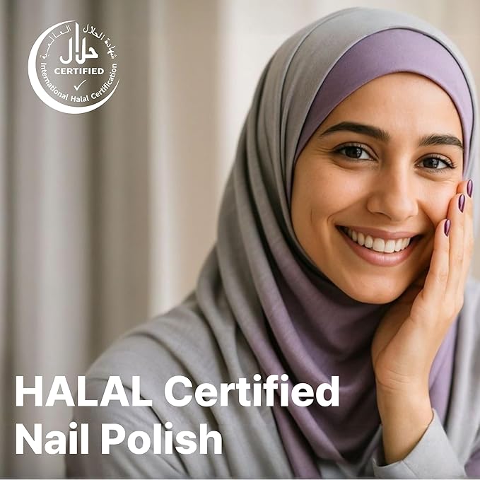 Breathable Halal Vegan Nail Polish – Water-Based 3pc Set (Blue & Sparkle + Clear Top Coat) | Non-Toxic, Eco-Friendly, 0.51 fl oz