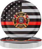 Havercamp Thin Red Line Plates-24 Pack-9 Inch-Firefighter Party Plates | Set of by Havercamp