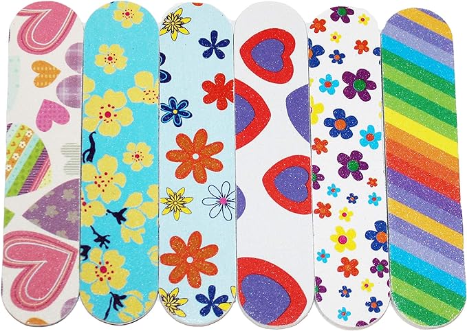 (1 Dozen) Pack of 2 Colorful Girly Mini Emery Board Nail Files