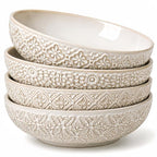8 inch Pasta Bowls Set of 4, 22 Oz Ceramic Serving Bowls, Large Porcelain by FEENMAICeramicHome