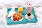 ATZYmolin 17"x12" Leather Serving Tray, Polished Metal Handles, Coffee Table - Image 7