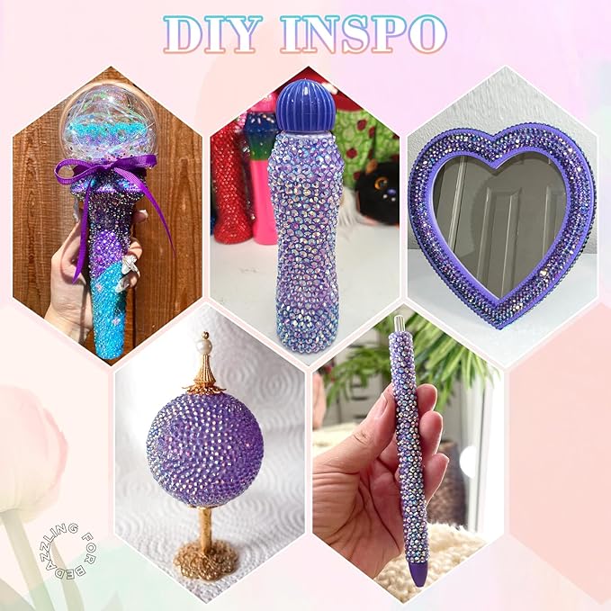 30000Pcs Resin Dark Purple AB Rhinestones for Bedazzling Crafting with b7000 Jewelry Glue, Bulk Flatback Gems Bedazzler Kit for Crafts Clothes Shoes Fabric Nail Diamond Art, Assorted Size 2/3/4/5/6mm