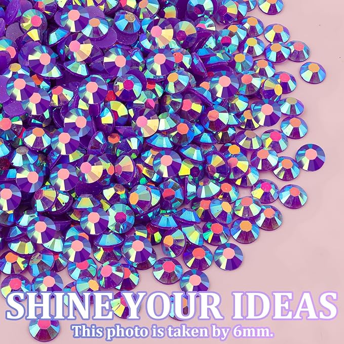 30000Pcs Resin Rhinestones for Bedazzling with Tweezers, Dark Purple AB Rhinestones for Crafting with B7000 Jewelry Glue for DIY Crafts Clothing Tumblers Shoes Fabric Nail Art