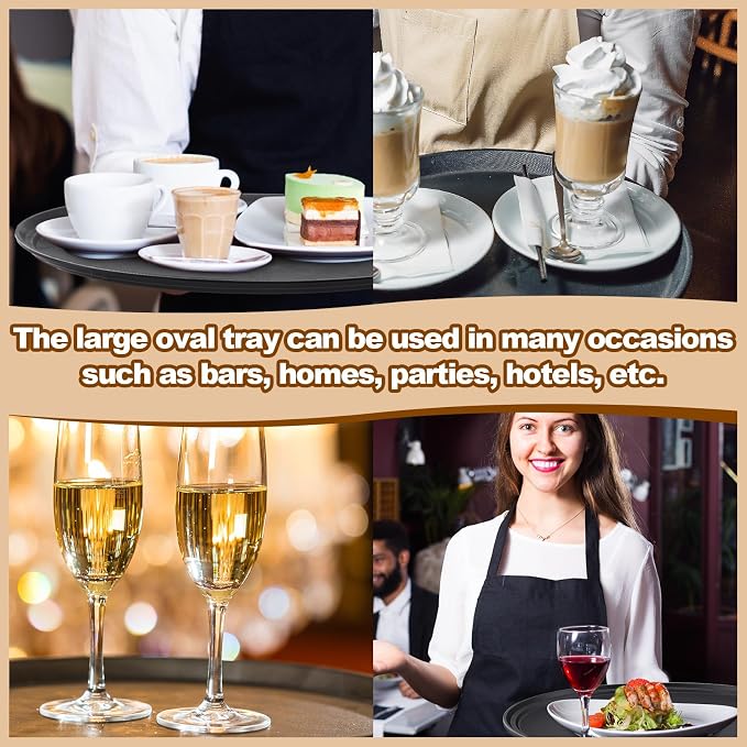 FillTouch 2 Pcs Restaurant Serving Trays PP Plastic Non Slip Rubber Lined Large - Image 2