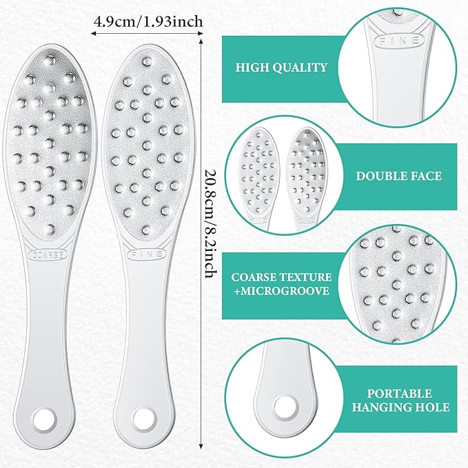 4 Pcs Stainless Steel Foot Scraper Metal Foot File Double Sided File Callus Remover Professional Feet Rasp Scrubber for Wet or Dry Skin Easy to Clean Pedicure Tool Heel