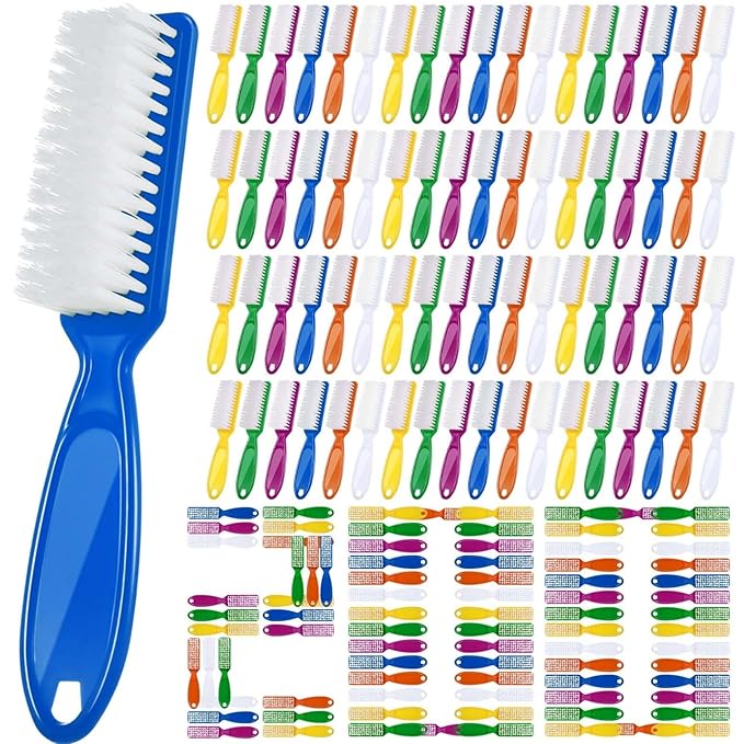 Patelai 200 Pcs Handle Grip Nail Brush Bulk Pedicure Brush for Feet, Toes and Cleaning Fingernail(6 Colors)