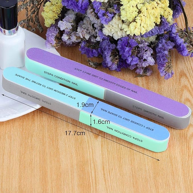 12 Pieces 7 Way Nail Files and Buffers, Professional Nail Buffing Files Buffing Block for Shaping, Contouring, Smoothing, Polishing, Shining Natural Nails (Pack of 2)