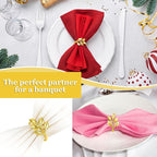 100 Pcs Gold Leaf Napkin Rings Set, Metal Napkin Ring Holders Buckles - Image 6