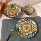 YA JU Mandala Dinnerware Sets Serves 4, Buffet Dinnerware, Boho Plates and - Image 3