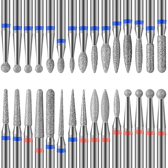 30-Piece Nail Cutter Drill Bit for Manicure Tungsten Steel Professional Manicure Drill Set Universal Diamond Drill Bits for Nails Electric Drill