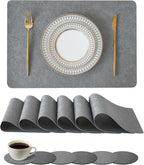 Leetaltree Reversible Faux Leather Placemats and Coasters Set of 12, 12x17 Inch by Leetaltree-ArtatEveryTable