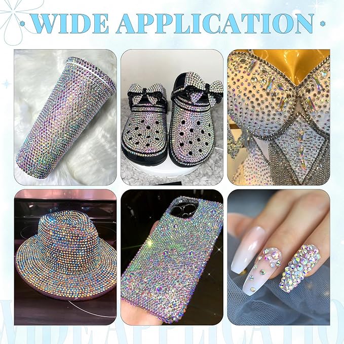 6000Pcs Resin Rhinestones for Bedazzling with 3Pcs B7000 Jewelry Glue, 1 Box AB Flatback Rhinestones for Crafting Crafts DIY, Crystals Gems for Clothing Shoes Tumblers Nail Art Makeup