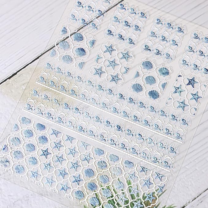 Nail Stickers for Nail Art - Ocean Theme Nail Art Sticker Shell Starfish Nail Decals Self-Adhesive Nails Supply Manicure Stickers for Nails Decoration