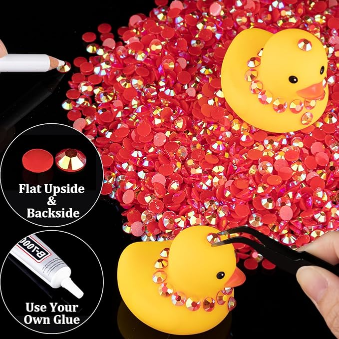 15000pcs 2mm Resin Rhinestones Bulk, Red AB Flatback Round Jelly Rhinestones Bedazzling Non Hotfix Crystal Gems Large Quantity Wholesale for DIY Crafts Clothes Bottles Tumblers Face Makeup Manicure