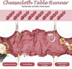 20 Pack Dusty Rose Cheesecloth Table Runner 10FT Long Boho Gauze Fabric Table - Image 4