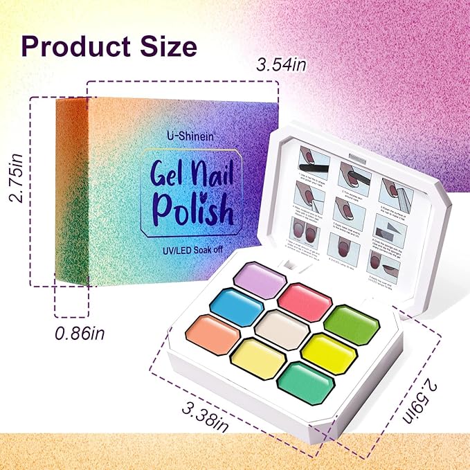 Gradient Painting Gel,9 Bright Spring Summer Colors Ombre 3D Sculpture Gel Painting Effect for Pigment Pat French Manicure Soak of UV Home Salon Easter Eggs Set