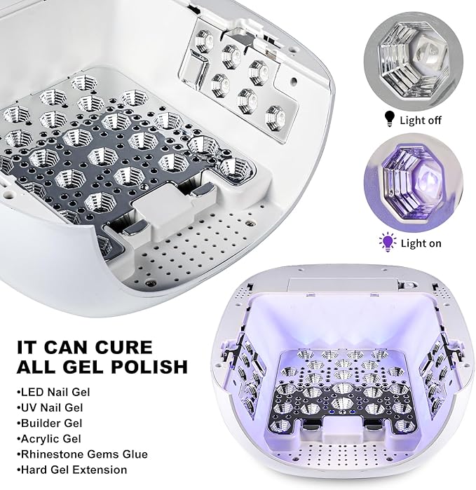 LIMEGIRL Cordless Nail Lamp, 72W Powerful UV LED Nail Dryer with Replaceable Lamp Beads & Battery, UV Light for Gel Polish, Rechargeable & Portable for Professional Nail Salon Use (White, One Battery)