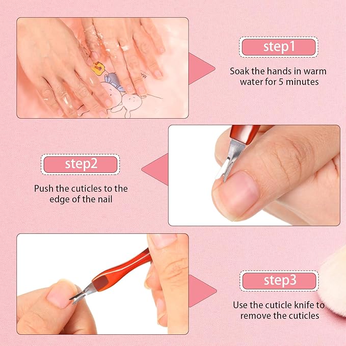 Mudder 30 Pieces Nail Cuticle Knife Cuticle Trimmer Remover Pusher Stainless Steel Dead Skin Callus Removal Fork with Plastic Handle 4 Inch Nail Cleaner Tool for Fingernail and Toenail