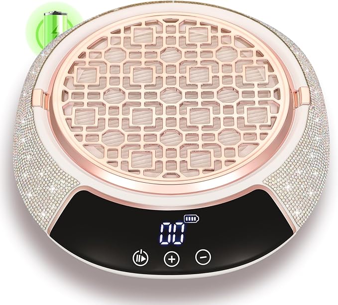 Cordless Nail Dust Collector,Portable Dust Collector Nail Tech with LED Display,Rechargeable Dust Suction Machine with Reusable Fillter for Acrylic Gel Polish,Salon & Home