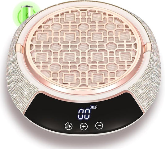 Cordless Nail Dust Collector,Portable Dust Collector Nail Tech with LED Display,Rechargeable Dust Suction Machine with Reusable Fillter for Acrylic Gel Polish,Salon & Home