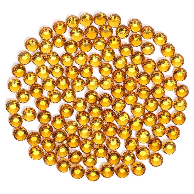 Novani Rhinestones 3000Pcs Flatback Crystal Round Loose Gemstones Glass Rhinestones for Crafts Makeup Nail Art Clothes Shoes DIY Decorations(SS10, 2.7-2.9mm,Gold Yellow)