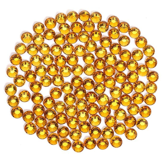 Novani Rhinestones 3000Pcs Flatback Crystal Round Loose Gemstones Glass Rhinestones for Crafts Makeup Nail Art Clothes Shoes DIY Decorations(SS10, 2.7-2.9mm,Gold Yellow)