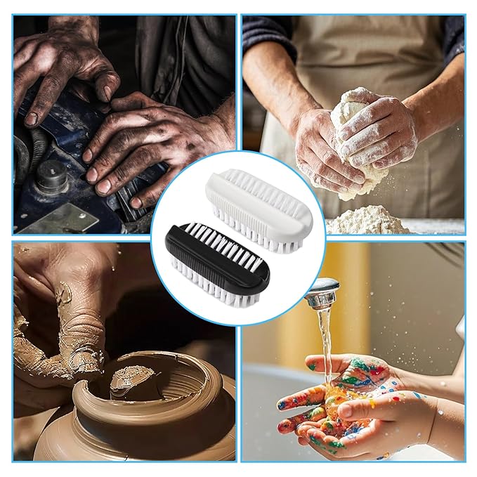 4pcs Nail Brush for Cleaning Fingernails, Nail Brushes for Cleaning, Two Sided Nails Scrubber Brush for Men Women Fingernail Clean Up Brushes