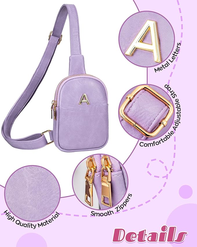 Birthday Gifts for 8 9 10 11 12 13 14 15 16 17 18 19 Year Old Girls, Monogram Crossbody Bags for Women Girls, Mini Lightweight Cross Body Purse, Cute Trendy Travel Fanny Pack with Letter