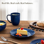 MALACASA 16 Pieces Dinnerware Sets, Farmhouse Plates and Bowls Sets, Embossed - Image 7