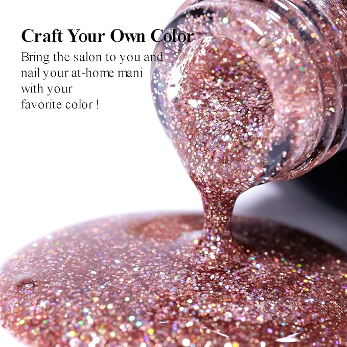 Gel Nail Polish, 1 Pcs 15ml Glitter gold gel nail polish Color Soak Off Gel Polish Nail Art Manicure Salon DIY Nail Lamp Gel Nail Design Christmas Decoration at Home