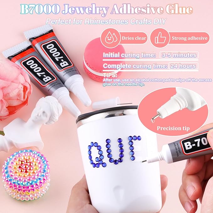 30000Pcs Resin Rhinestones for Bedazzling with B7000 Jewelry Glue, Royal Blue Flatback Gems Rhinestones for Crafting, Clothing Tumblers Mugs Shoes Fabric Decor Nail Art