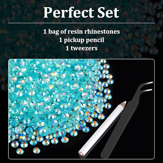 6000pcs 4mm Resin Rhinestones Bulk, Transparent Lake Blue AB Flatback Round Jelly Rhinestones Non Hotfix Crystal Gems Large Quantity Wholesale for DIY Crafts Clothes Bottles Face Makeup Manicure