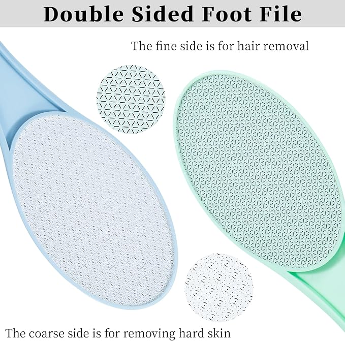Nano Glass Foot File Callus Remover, 2 Pcs Hard and Dead Skin Remover for Feet, Double Sided Foot Scrubber Pedicure Tool, Hair Eraser for Softer and Smoother Feet Hands, Blue, Random Glass