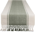 DII Dobby Stripe Table Runner, 13x108 Artichoke & Cream Background by DII
