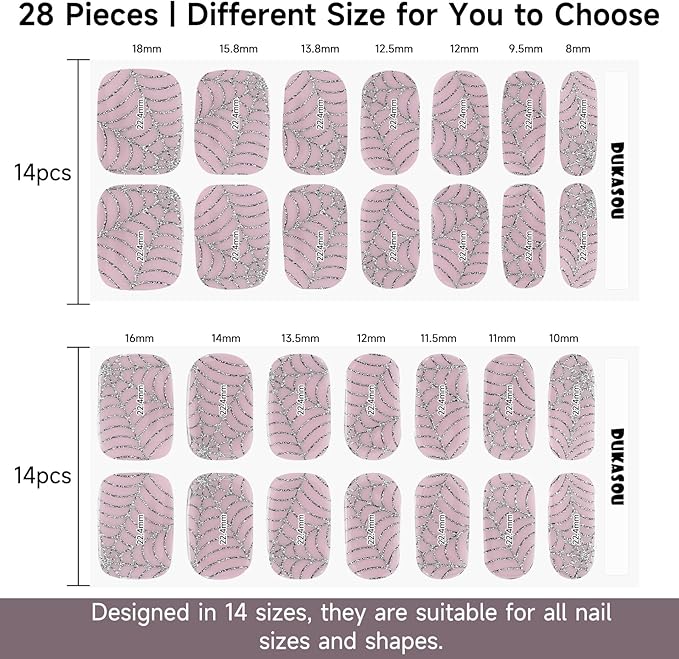 Semi Cured Gel Nail Strips | 28 pcs Gel Nails Strips Halloween Work with Any UV Lamps, Long Lasting UV Nail Stickers for Women DIY Nails Wraps (Spider Web)