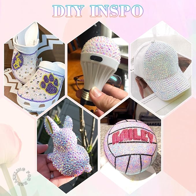 25000Pcs Resin Jelly Rhinestones with Tweezers for Crafting, 2-6mm Mixed Sizes (White AB) Non Hotfix Flatback Gems, Bedazzling Crystal for DIY Crafts Clothing Tumblers Mugs Shoes Decor Nail Art