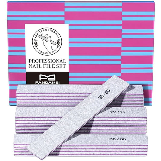 FANDAMEI Nail File, 24PCS 80/80 Grit Nail Files, Double Sided Emery Boards for Nails Buffering, Professional Nail File for Natural Acrylic Nails, Rectangular Manicure Nail Files Set, Coarse Grit 80/80