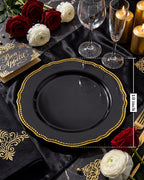 60 Pcs Black Gold Dinner Plates - Image 6
