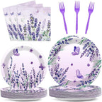 96Pcs Purple Party Supplies Lavender Paper Plates Napkins Summer Decoration | by Justforjoyful
