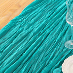 DeZerlor Teal Green Cheesecloth Table Runner 2 Pack Summer Table Runners Boho - Image 5