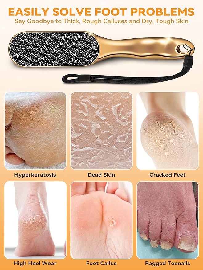 Nano Glass Foot File Foot Callus Remover Scrubber in Shower, Pedicure Tools Feet Scrubber Dead Hard Skin, Anti-Slip Handle Rope & Storage Bag Foot Files for Wet and Dry Feet Care Gift