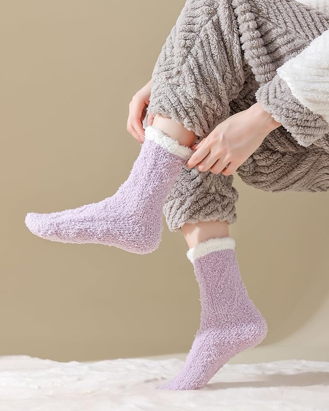 TEHOOK Warm & Cozy Gifts for Women, Stocking Stuufers, Fluffy Fuzzy Plush Sleeping Slipper Socks - Soft Warm Fabric